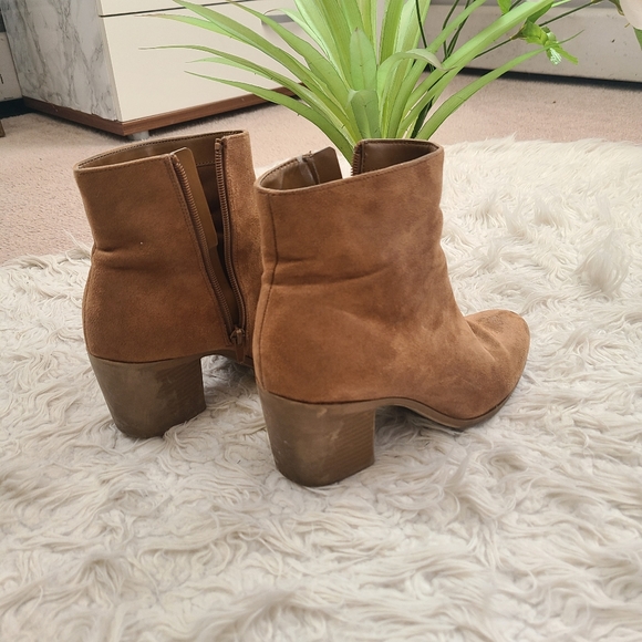 Brown faux suede ankle booties - Picture 3 of 6
